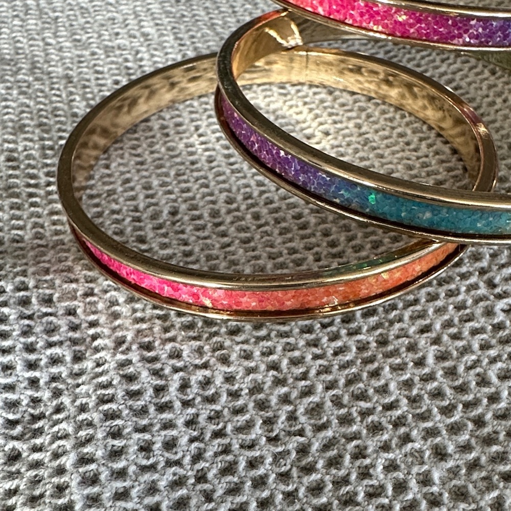 Colorful Gold-Tone Bangle Set - Picture 2 of 9